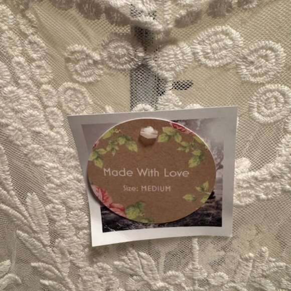 Handmade Lace Trim Tank Top Camisole Shell Scoop-Neck Bohemian Medium - Picture 2 of 10